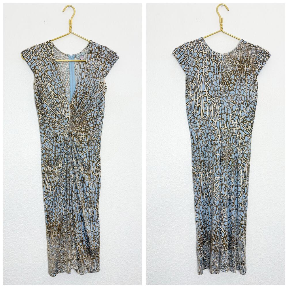 Issa London Animal Print Jersey Knot Front Dress Size 6 Short Sleeve Giraffe